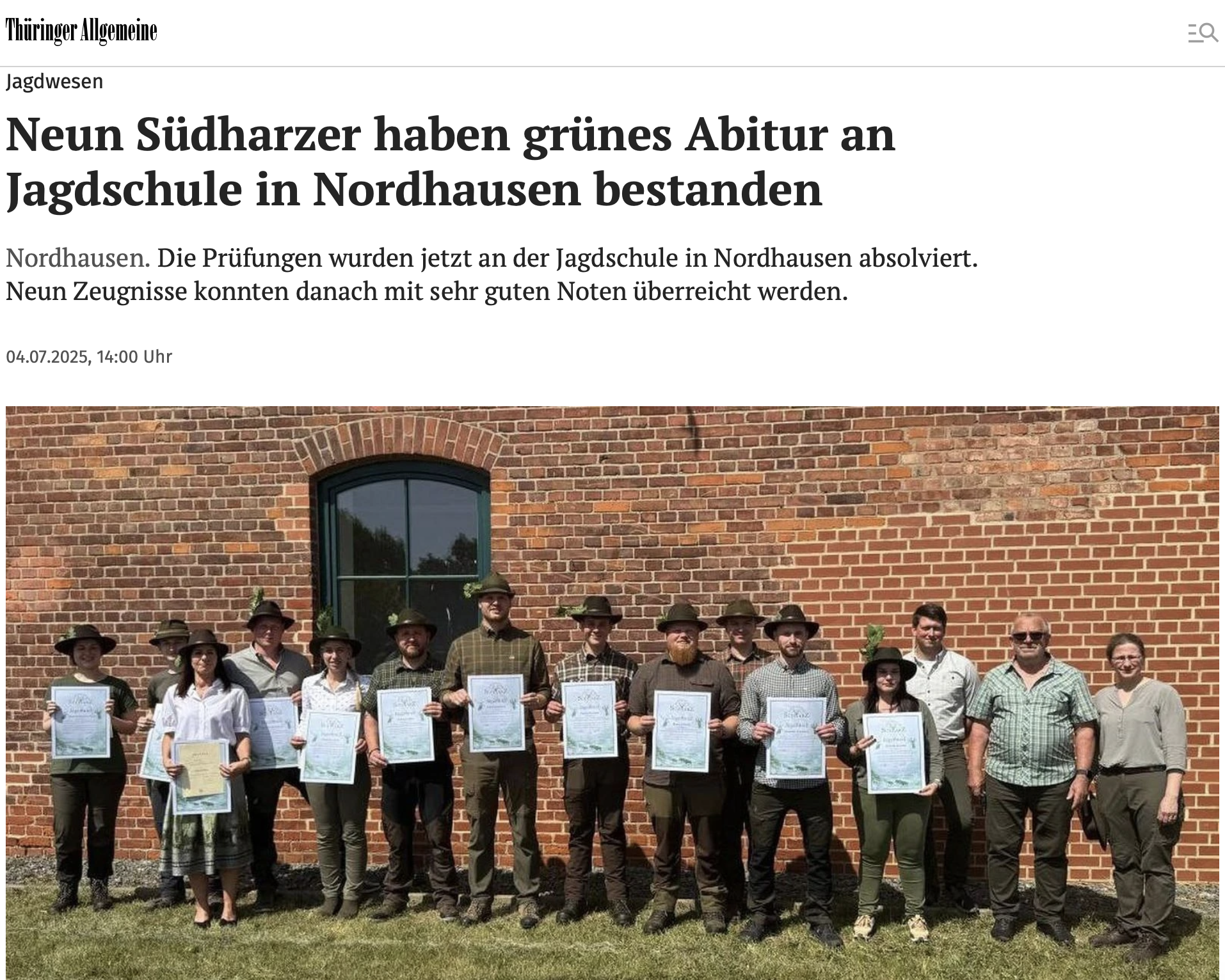 Zeitungsartikel – TA: Grünes Abitur bestanden