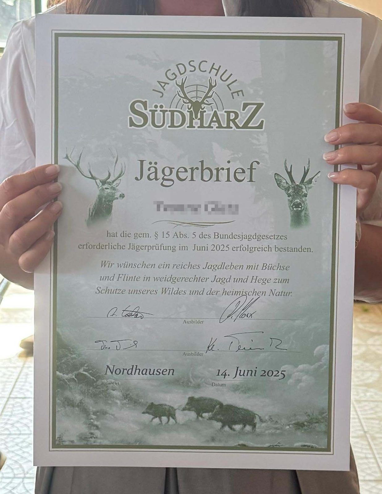 Überreichen des Jägerbriefs – Detail